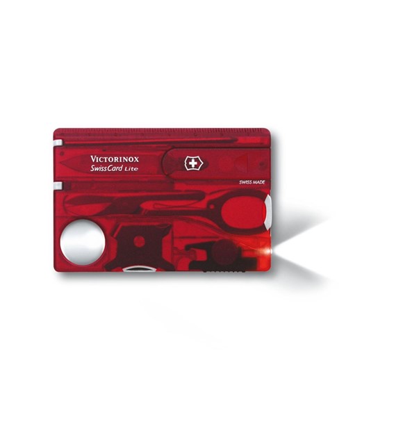 Zestaw Victorinox Karta SwissCard Lite z diodą , transparentny czerwony