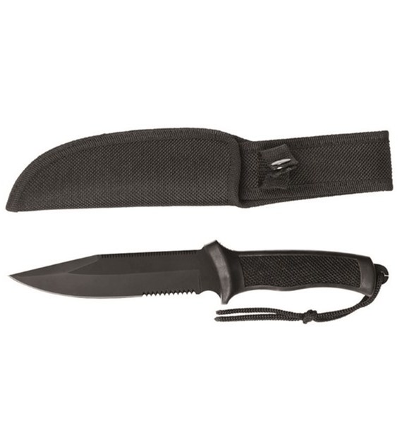 Nóż Mil-Tec Combat Black z gumowaną rękojeścią