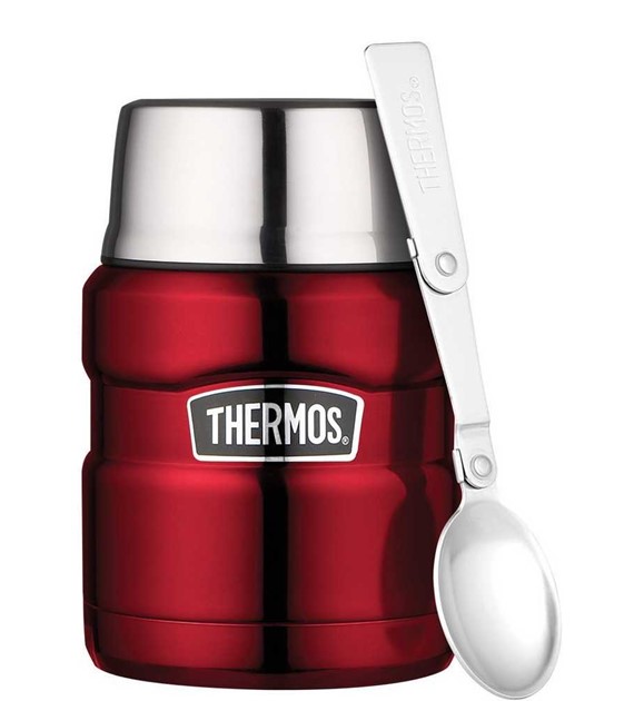 Termos na jedzenie 470 ml ze składaną łyżką i kubkiem THERMOS - czerwony
