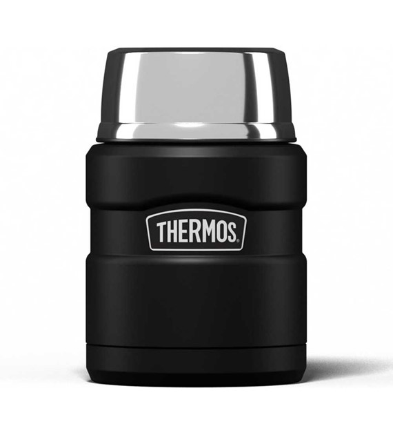 Termos na jedzenie 470 ml ze składaną łyżką i kubkiem THERMOS - czarny mat