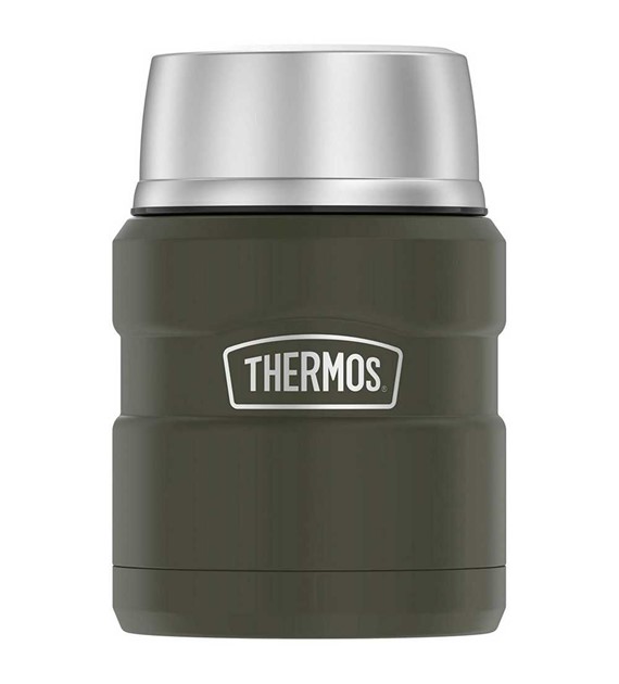 Termos na jedzenie 470 ml ze składaną łyżką i kubkiem THERMOS - zieleń wojskowa
