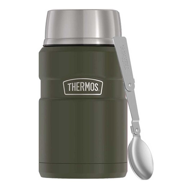 Termos na jedzenie 710 ml z składaną łyżką i kubkiem THERMOS - zieleń wojskowa