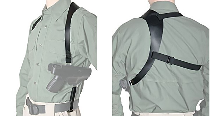 Szelki skórzane jednoramienne do kabur z paskiem stabilizacyjnym