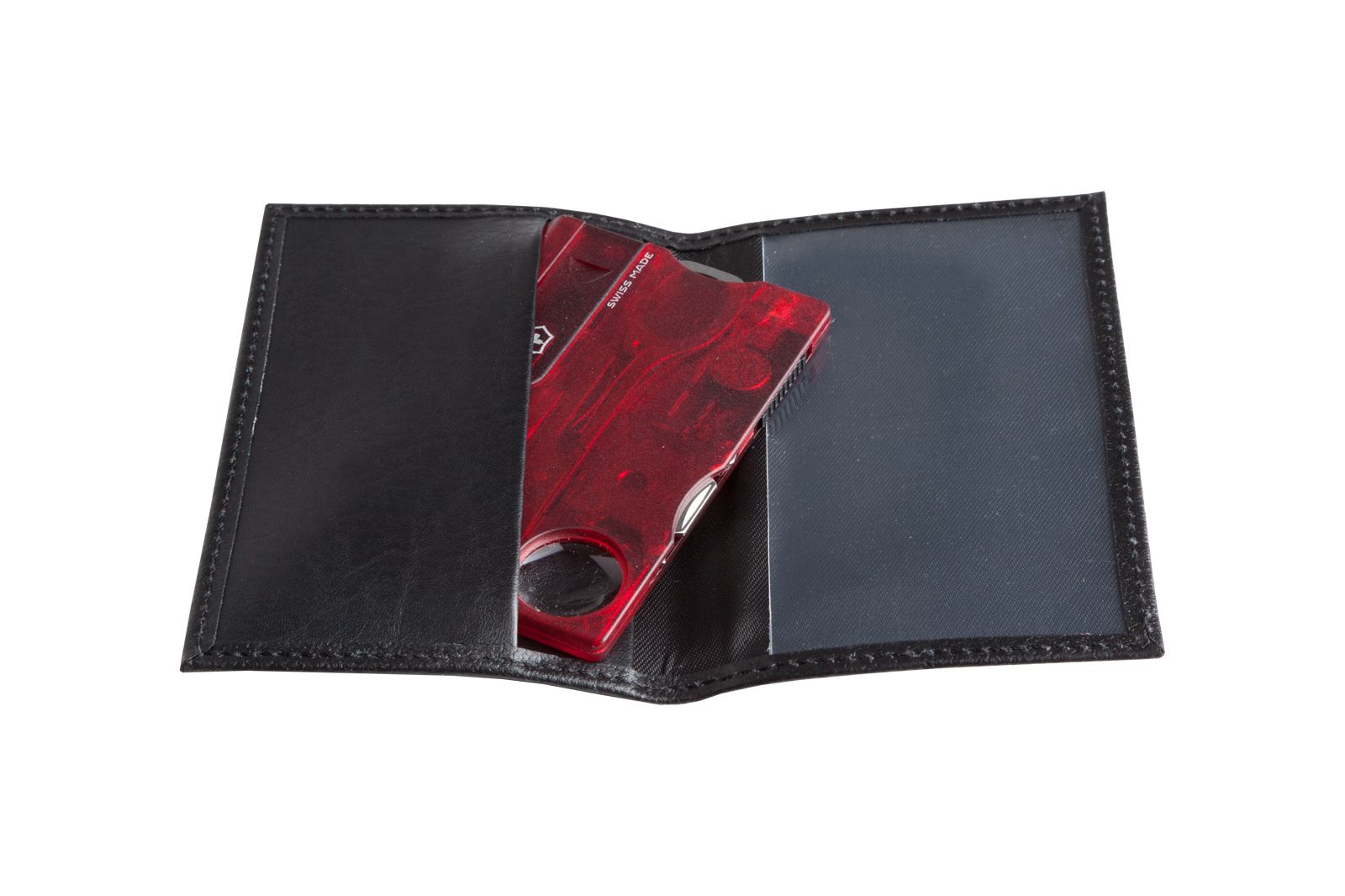 Etui ze skóry do SwissCard Victorinox, czarne