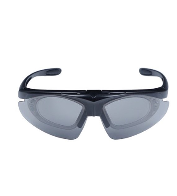 Okulary strzeleckie Wosport Black - 3 wymienne wizjery, pasek