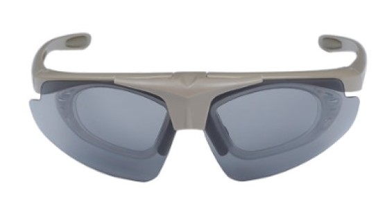 Okulary strzeleckie Wosport Tan - 3 wymienne wizjery, pasek