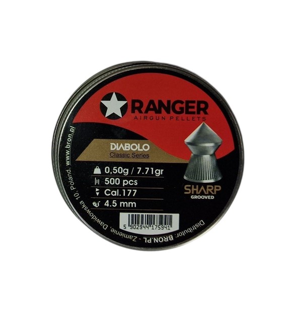 Śrut 4,5 mm RANGER Diabolo Classic Sharp Grooved szpic molet. 500 szt. 0,50 g