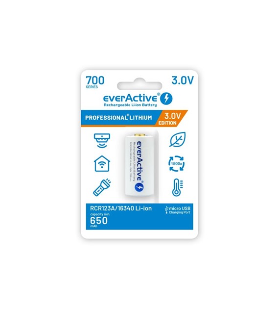 Akumulator EverActive 3V RCR123A / 16340 700mAh