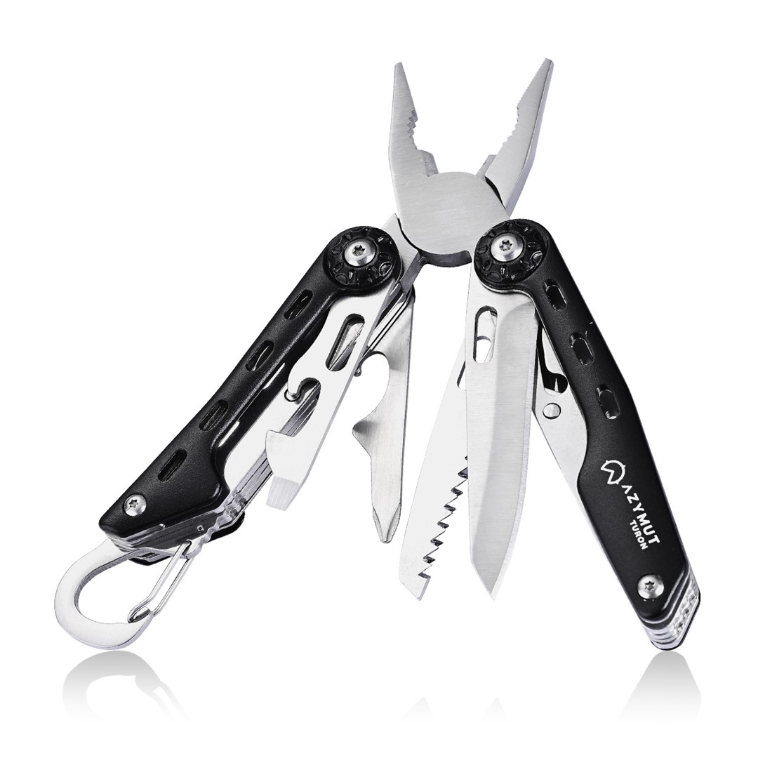 Multitool AZYMUT Turon - 10 narzędzi + karabińczyk +kabura do pasa (H-P224108) .-