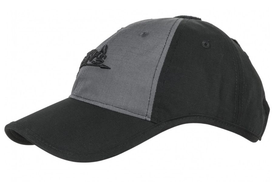Czapka Helikon Logo Cap - PolyCotton Ripstop - Czarna / Shadow Grey B CZ-LGC-PR-0135B