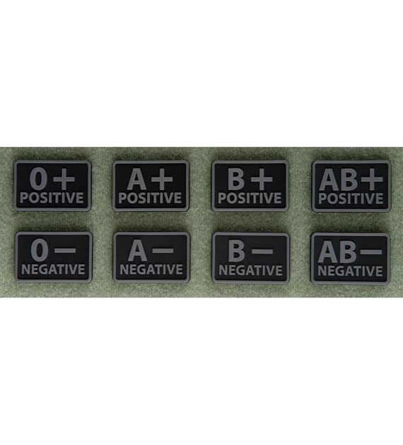 Emblemat Helikon GRUPA KRWI (komplet - 2szt.) - PVC - Czarny-Black - AB/Rh- (OD-BLP-RB-01-N03)