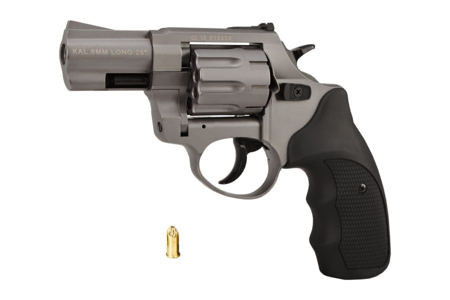 Rewolwer hukowy alarmowo sygnałowy ZORAKI R1-K6L BAS lufa 2,5  kal. .22 Long Blank tytanowy (R1256MNP-BAS)